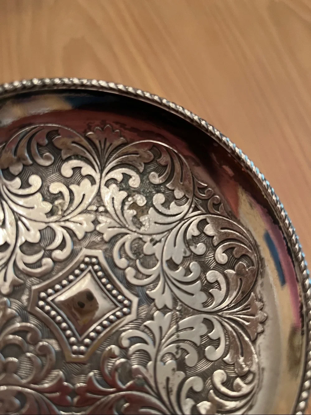 Silver plated Embossed Floral  Tray